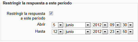 Restringir periodo de fechas para contestar la pregunta