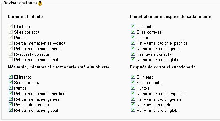 Revisar opciones