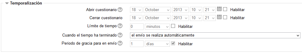 Temporalización de un cuestionario