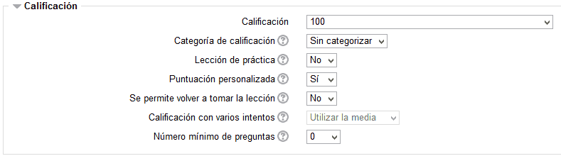 Módulo calificación lección