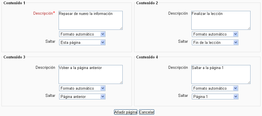 Saltos en página de contenido