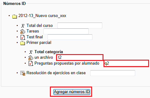 Establecer identificadores para los elementos de calificación