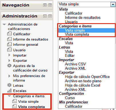 Crear categorías de calificación