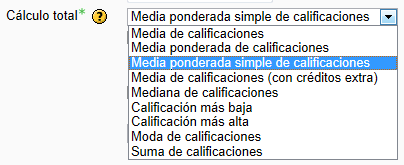 Permite elegir un tipo de cálculo automático para el total de una categoría