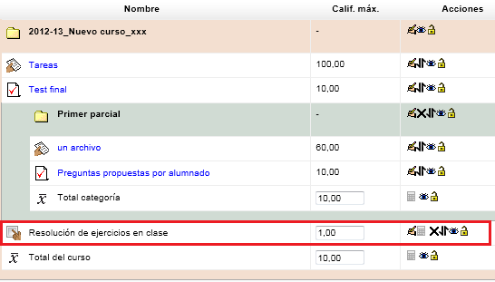 Propiedades de los elementos de calificación creados manualmente