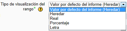 Formato en el que se expresa el rango de valores de una actividad